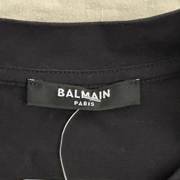 Balmain Black Logo Tee XS cropped EUC - Picture 5 of 5